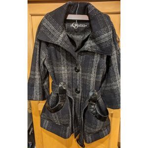 Guess‎ Womens Jacket Medium  black Gray Hoodie outerwear toggle